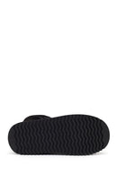 Woman Black Patterned Chunky Sole Suede Teddy Boots | Derimod