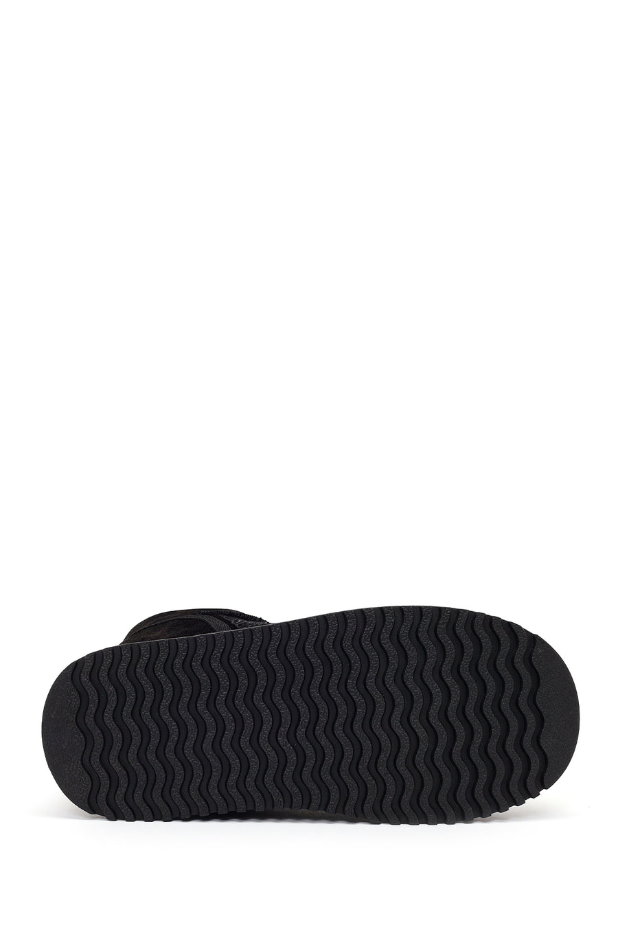Woman Black Patterned Chunky Sole Suede Teddy Boots