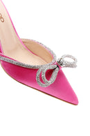 Women's Pink Leather Stone Heeled Slippers | Derimod