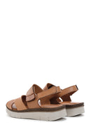 Women's Tan Ankle Strap Leather Comfort Sandals | Derimod