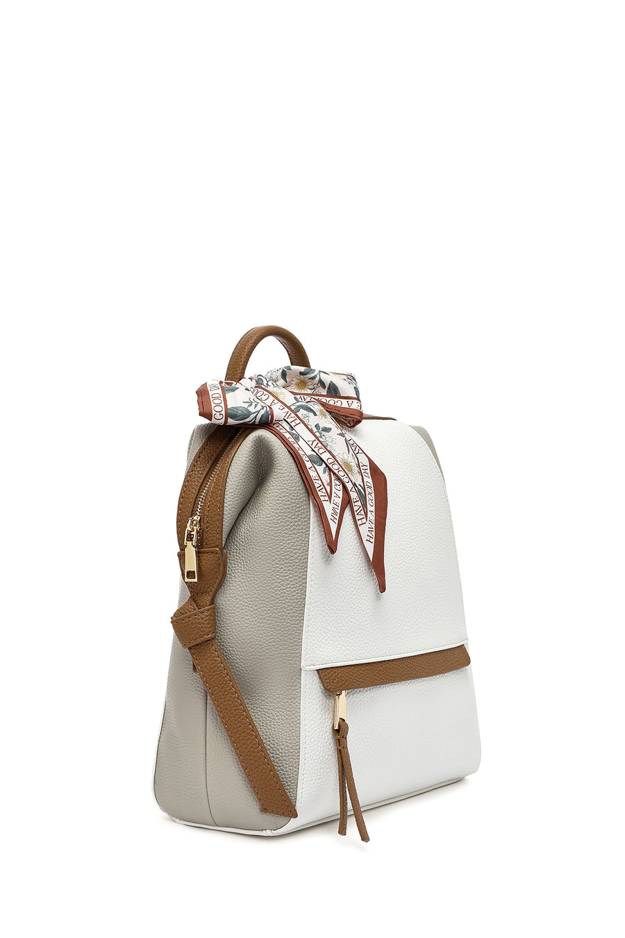 Women's White Accessory Detailed Backpack