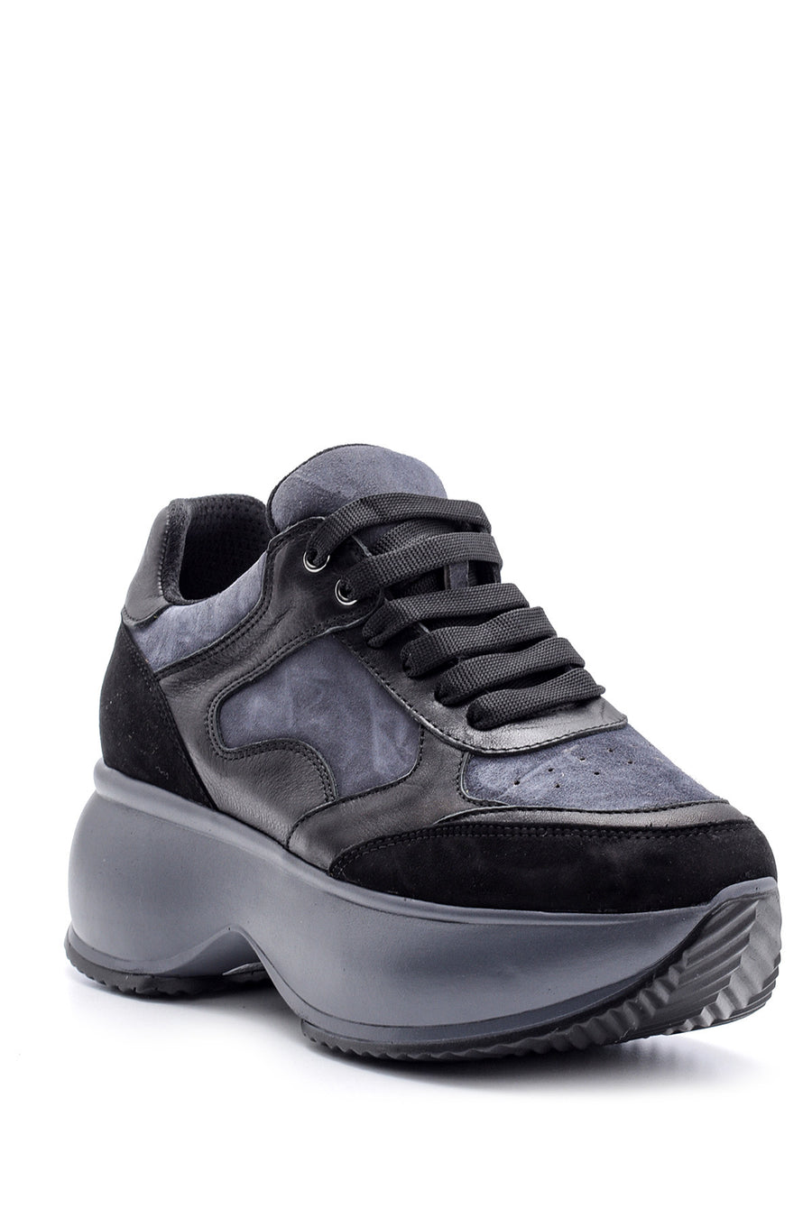 Women's High-Sole Leather Sneaker