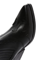 Women's Black Zippered Leather Cowboy Boots | Derimod