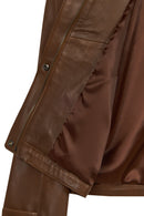 Vera Woman Brown Oversize Leather Jacket | Derimod