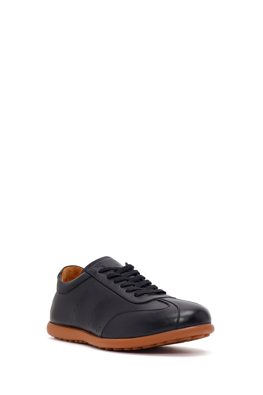 Men's Black Lace-up Leather Sneaker