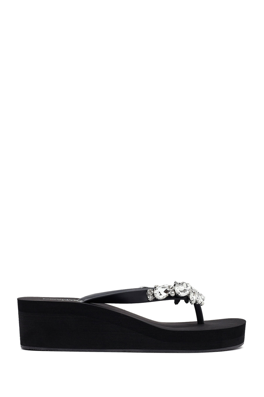 Women's Black Toe Stone Wedge Heel Jelly Slippers 25SFE4921PV | Derimod