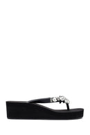 Women's Black Toe Stone Wedge Heel Jelly Slippers | Derimod