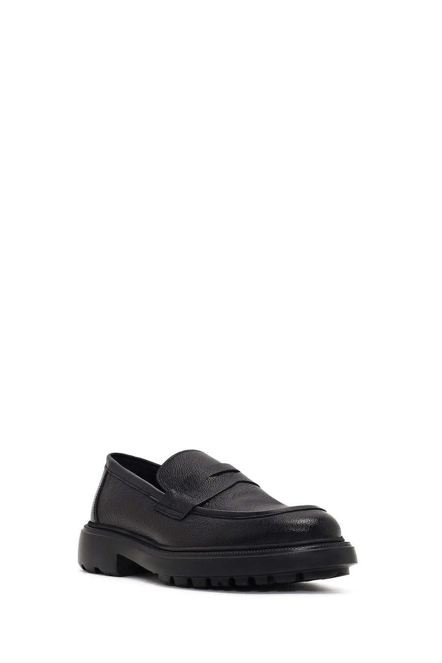 Men's Black Thick-Soled Leather Loafer