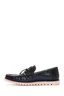 Derimod Fly Men's Navy Blue Leather Casual Loafer | Derimod