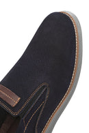 Men's Navy Blue Nubuck Leather Casual Loafer | Derimod