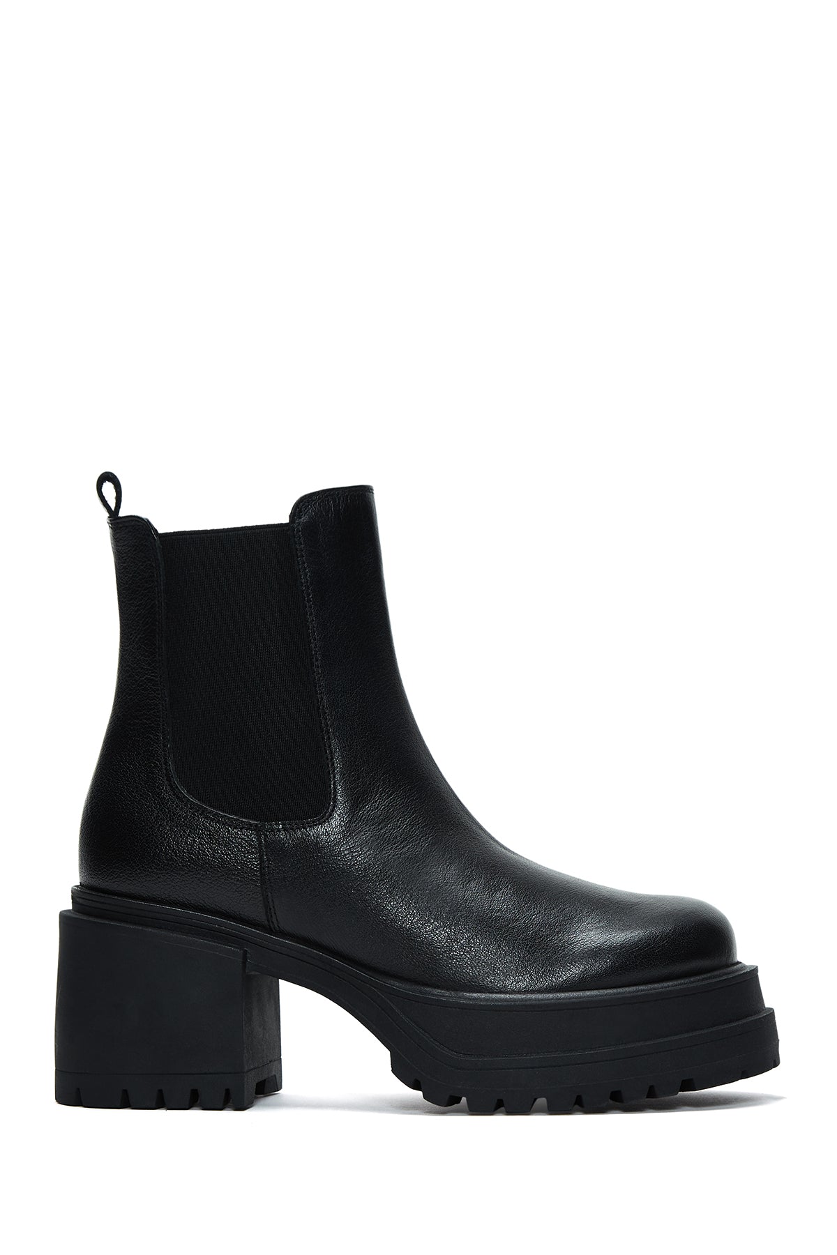 Women's Black Leather Heeled Chelsea Boots 23WFD140318 | Derimod