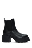 Women's Black Leather Heeled Chelsea Boots | Derimod