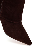 Woman Brown Heeled Suede Boots | Derimod