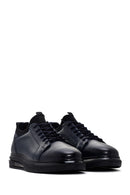 Men's Navy Blue Thick Sole Lace Up Leather Sneaker | Derimod