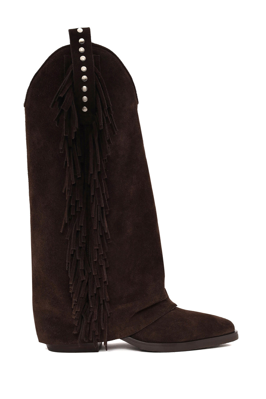 Woman Brown Thick-Heeled Suede Cowboy Boots AF530007DS | Derimod