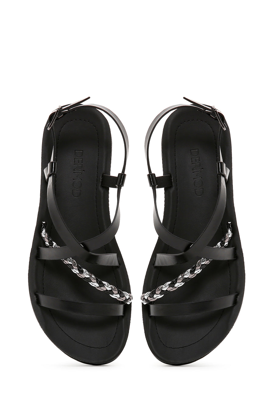 Women's Black Knit Detailed Sandals
