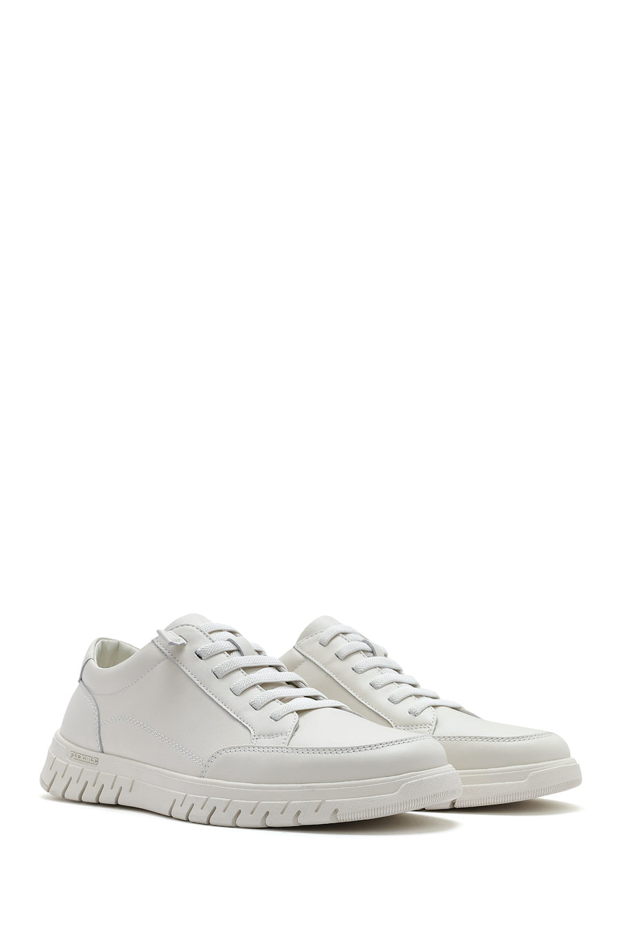 Men's White Lace-up Leather Sneaker