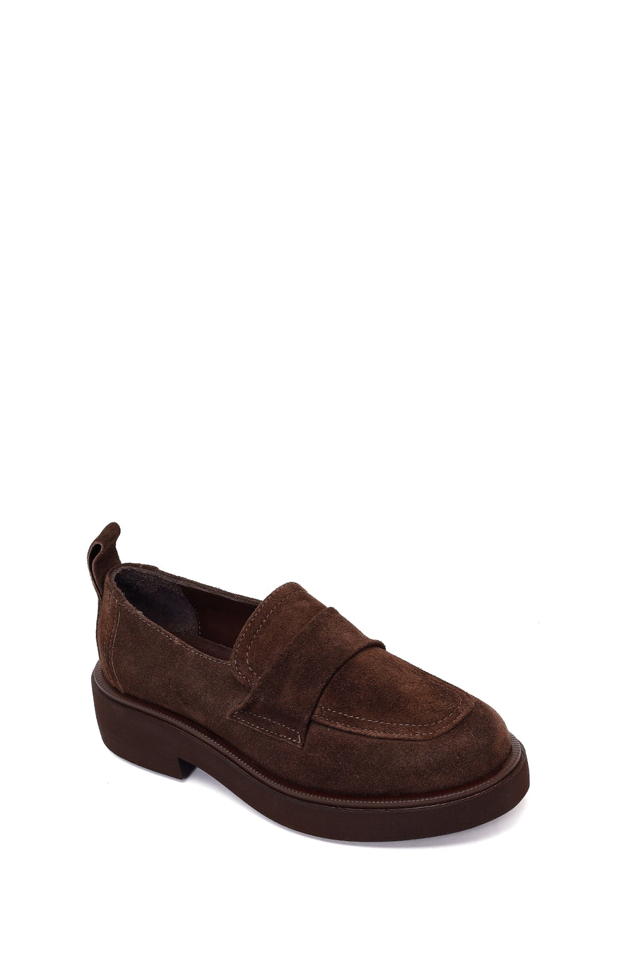 Woman Dark Mink Suede Masculine Loafer