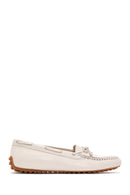 Women's Beige Leather Loafer | Derimod