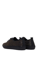 Woman Black Patterned Leather Comfort Shoes | Derimod