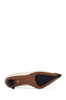 Women's Cream Thin Heeled Leather Stiletto | Derimod