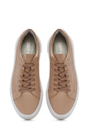 Women's Beige Lace-up Thick-Sole Leather Sneaker | Derimod