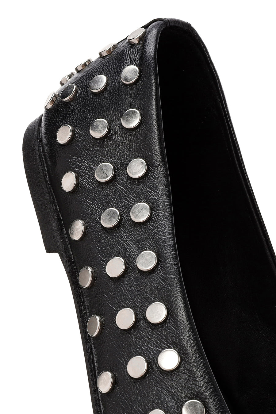 Women's Black Stone Detailed Leather Ballerinas