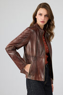 Lydia Women's Brown Short Leather Jacket | Derimod