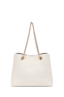 Women's Cream Long Strap Printed Shoulder Bag | Derimod