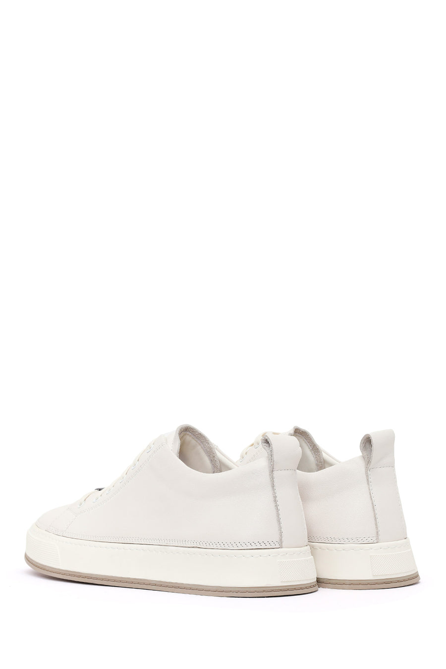 Erkek Beyaz Bağcıklı Deri Sneaker