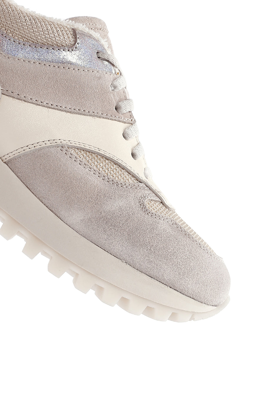 Women's Beige Thick Soled Leather Sneaker