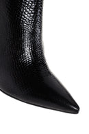 Women's Black Patent Leather Thin Heeled Boots | Derimod