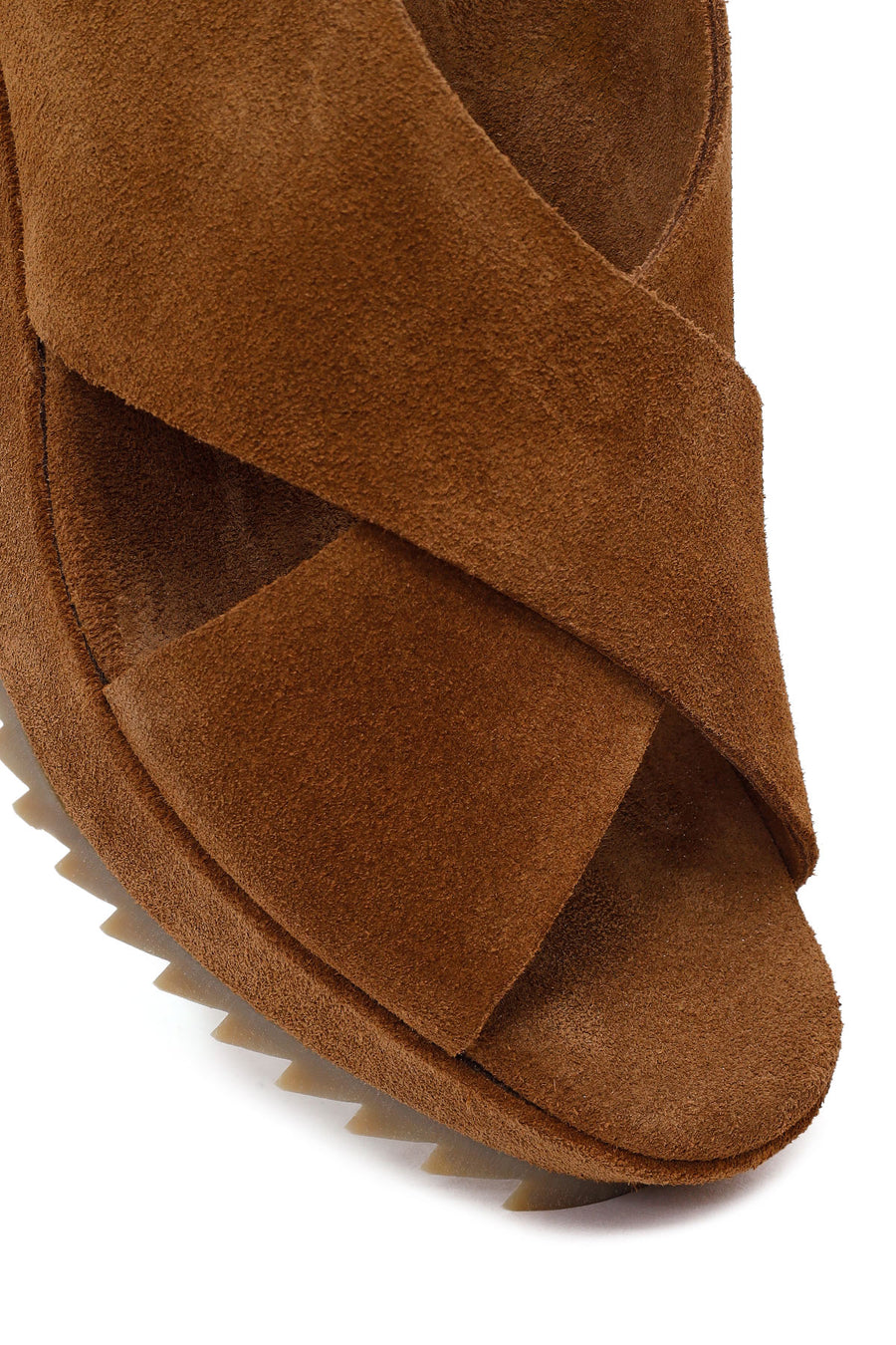 Woman Mink Strappy Wedge Heel Suede Sandal
