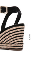 Women's Black Ankle Strap Wedge Heeled Sandals | Derimod