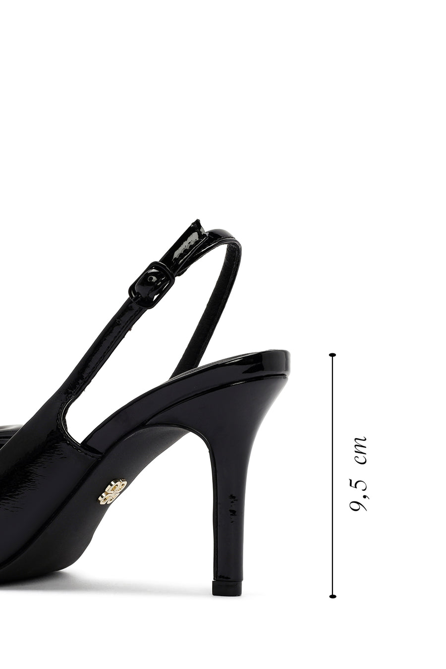 Women's Black Open Back Thin Heel Patent Leather Shoes