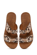 Women's Brown Double Buckle Slippers | Derimod