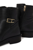 Woman Black Zip Closure Buckled Boots | Derimod