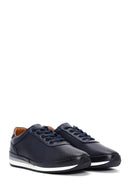 Men's Navy Blue Lace-up Leather Casual Sneaker | Derimod