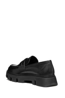 Geox Women's Black Wild Leather Moccasin Loafer | Derimod