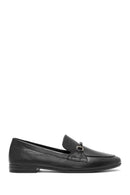 Women's Black Buckle Detailed Leather Masculine Loafer | Derimod