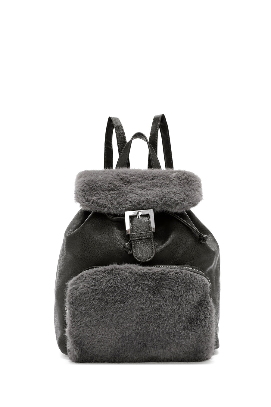 Women's Gray Plush Detailed Backpack 24WBD267514 | Derimod