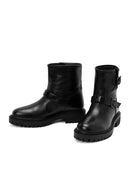 Women's Black Buckle Detailed Leather Boots | Derimod