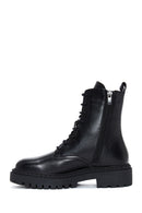 Women's Black Zippered Leather Boots | Derimod