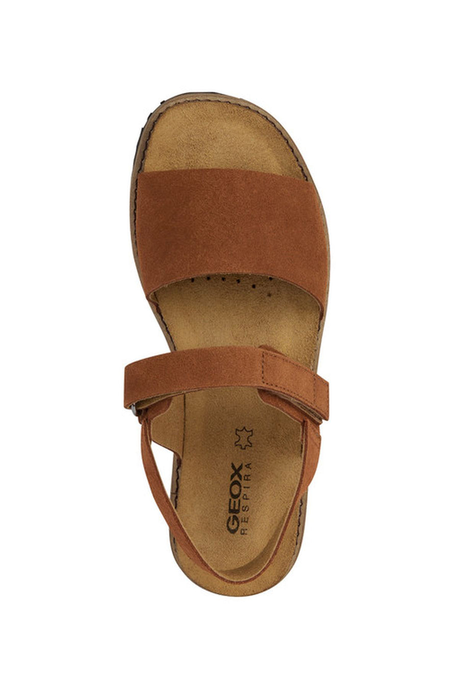 Geox Women's Brown Leuca Strap Suede Leather Sandals