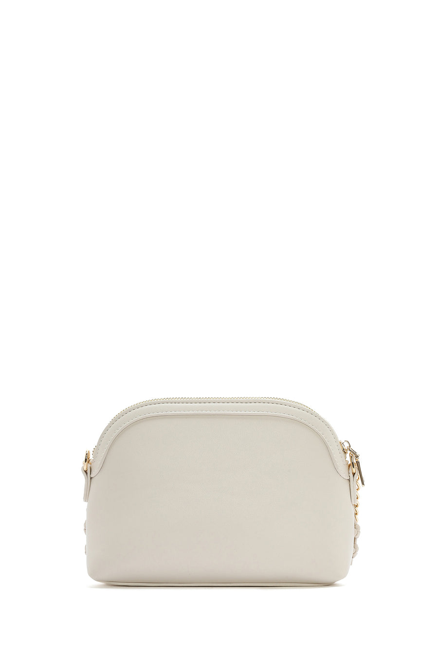 Woman Cream Long Braided Crossbody Bag with Long Chain Strap
