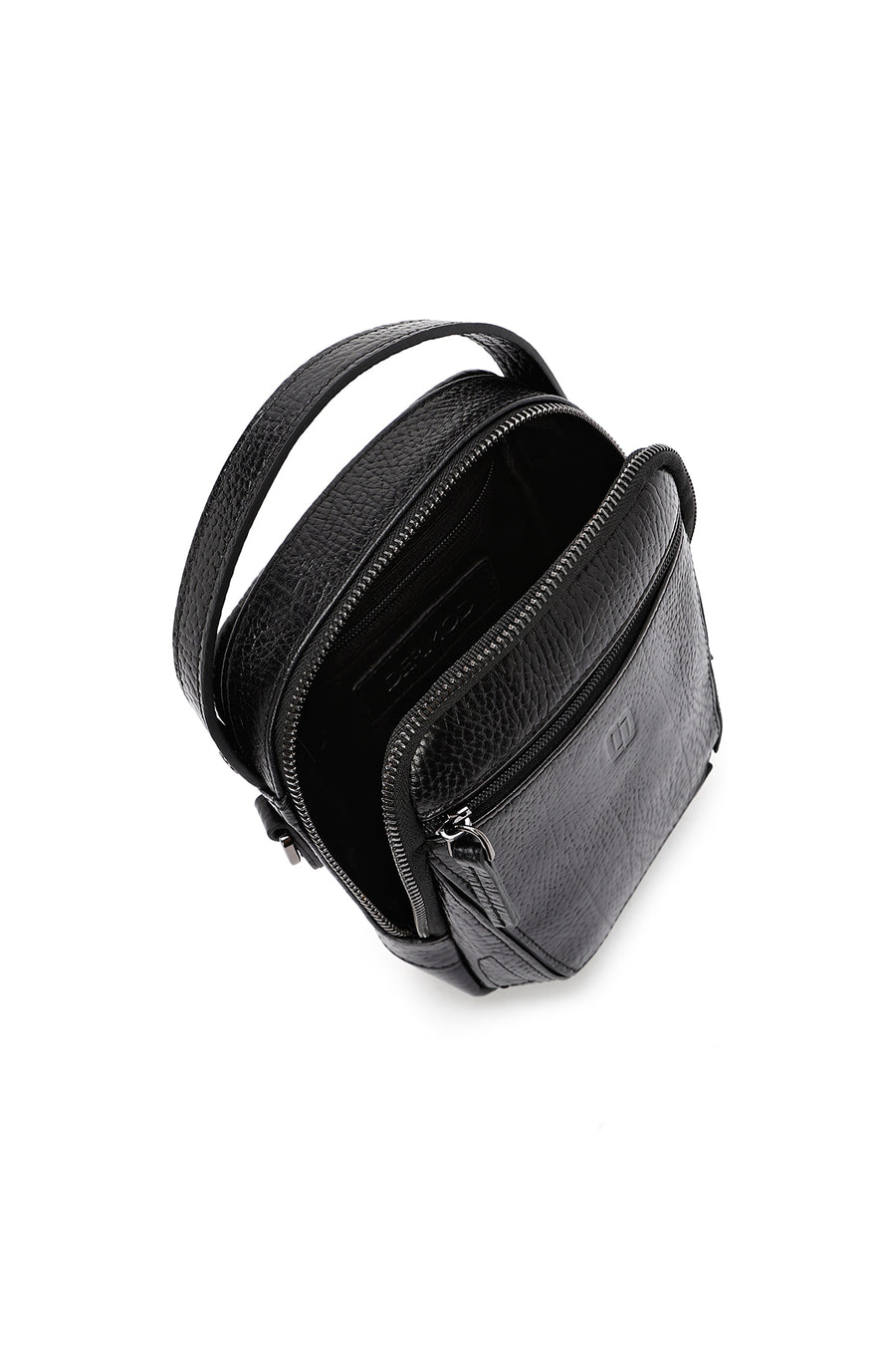 Men's Black Leather Messenger Bag
