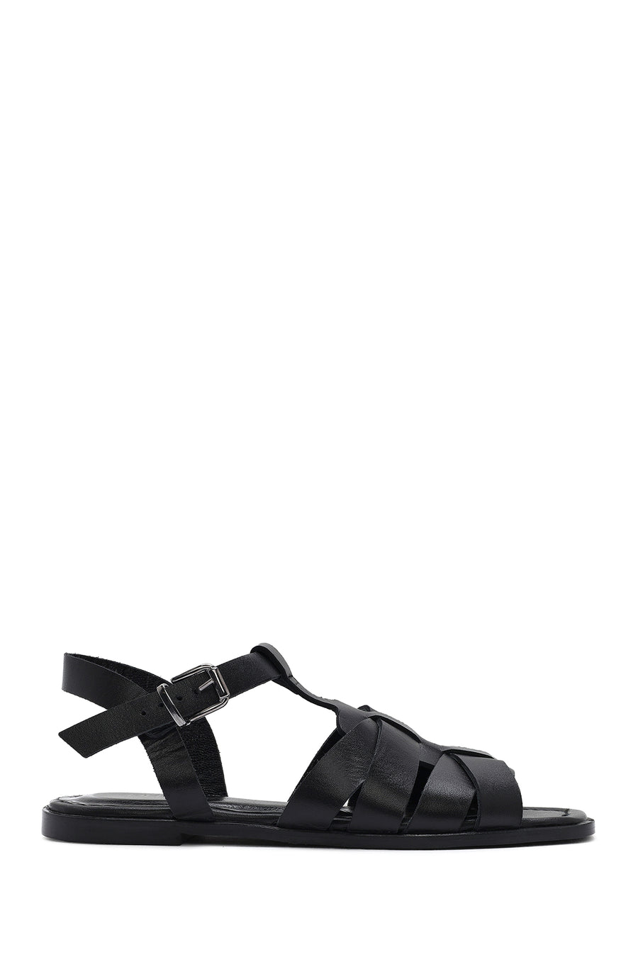 Women's Black Ankle Strap Leather Sandals 25SFD160818 | Derimod