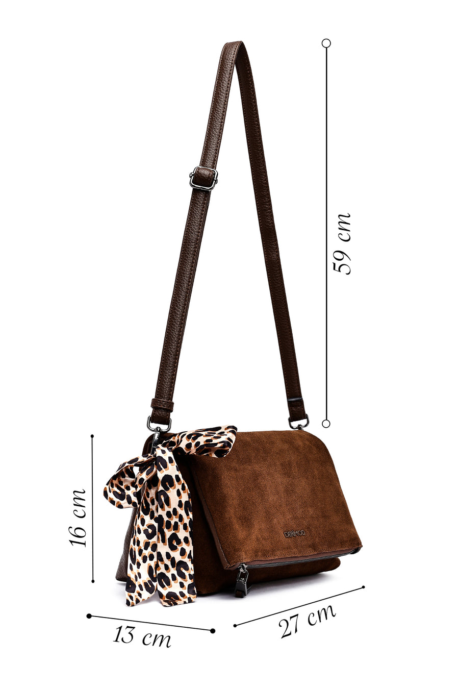 Woman Brown Suede Crossbody Bag