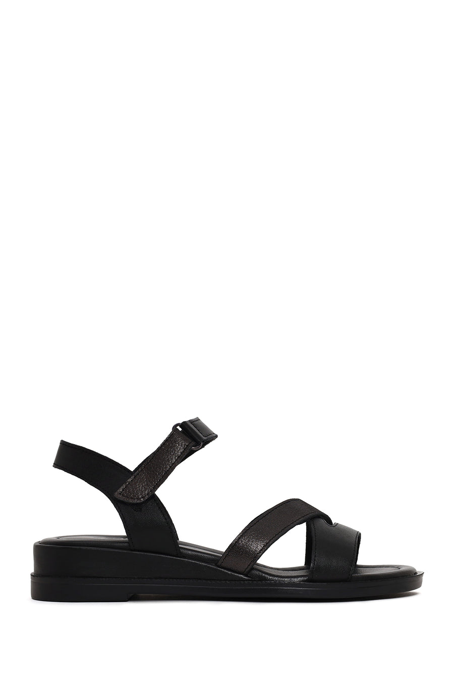 Women’s Black Ankle-Strap Leather Sandals 26SFD362118 | Derimod