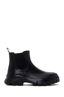 Men's Black Thick Sole Leather Casual Chelsea Boots | Derimod